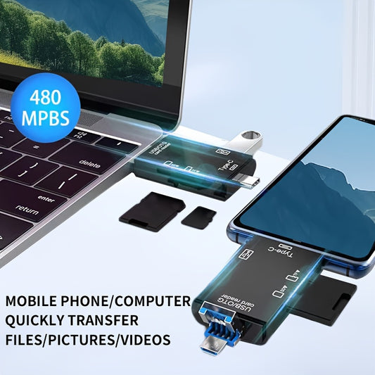 Lecteur de cartes OTG multifonction 6 en 1, adaptateur de carte SD/TF et clé USB - Topdecheztop.fr