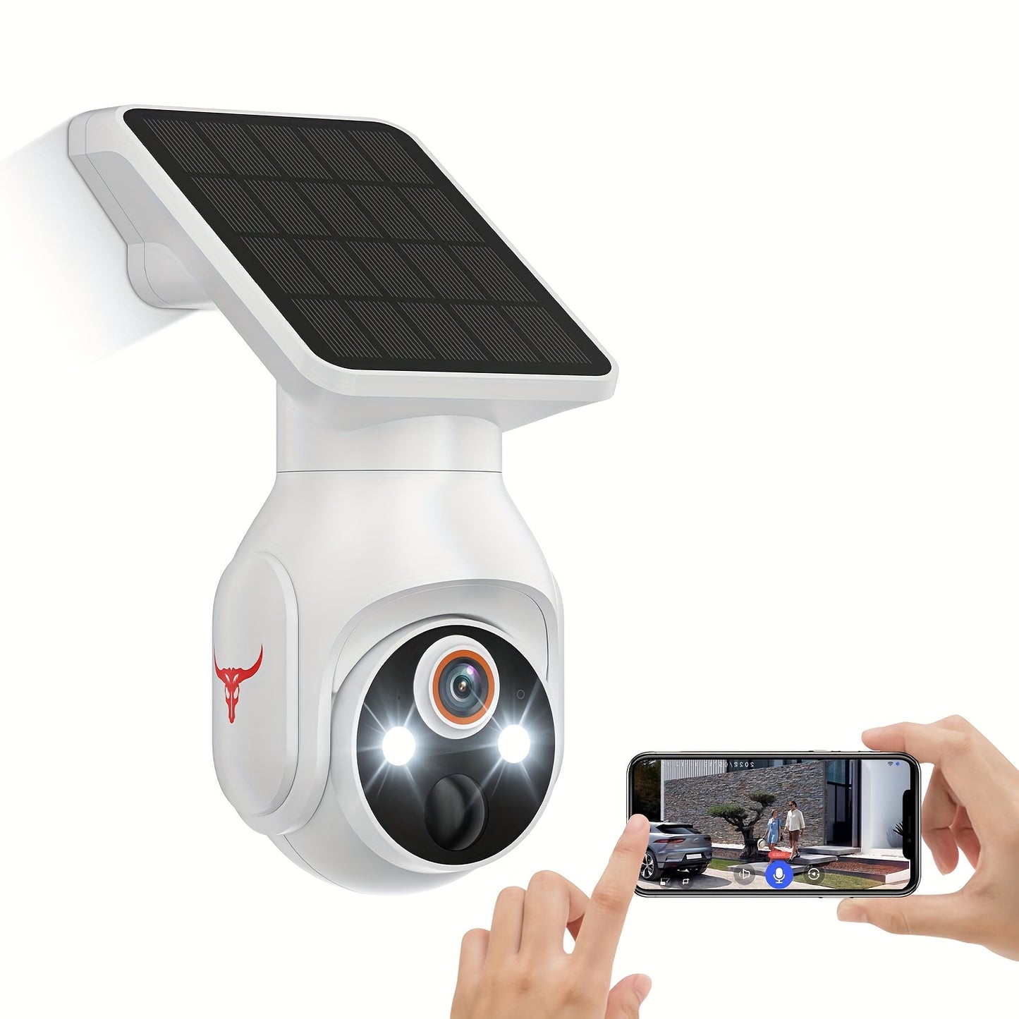 Caméra de sécurité extérieure sans fil avec panneau solaire, caméra WiFi pour la sécurité de votre domicile avec vision nocturne couleur 1080p