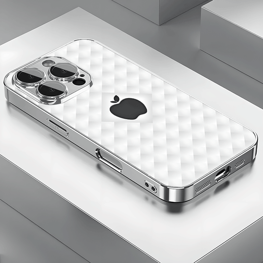 Coque rigide en verre trempé galvanisé avec motif dégradé blanc et noir - Topdecheztop.fr