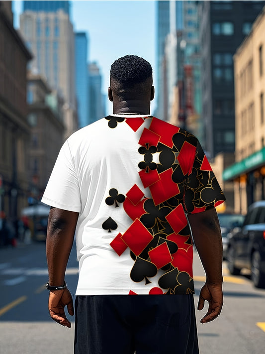 T-shirt graphique à motif cartes de poker pour homme grande taille