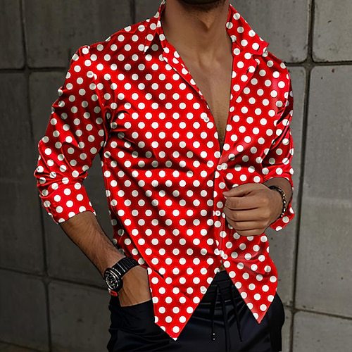 Chemise imprimée à pois 3D à manches longues et coupe ample