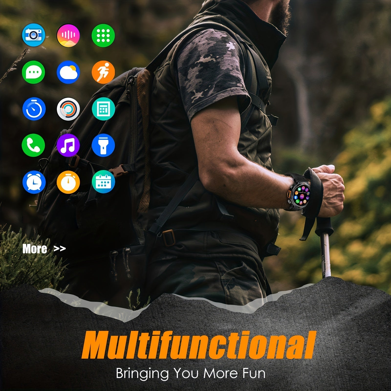Montre connectée  pour homme avec écran TFT 360p, écran 3,68 cm - Topdecheztop.fr