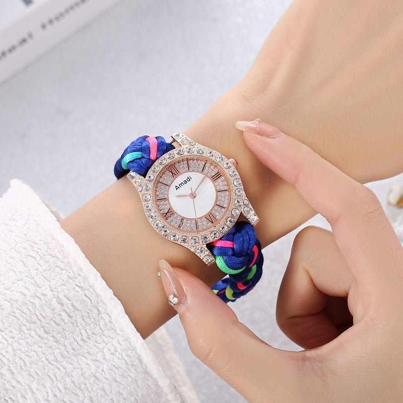 Montre avec bracelet en tissage