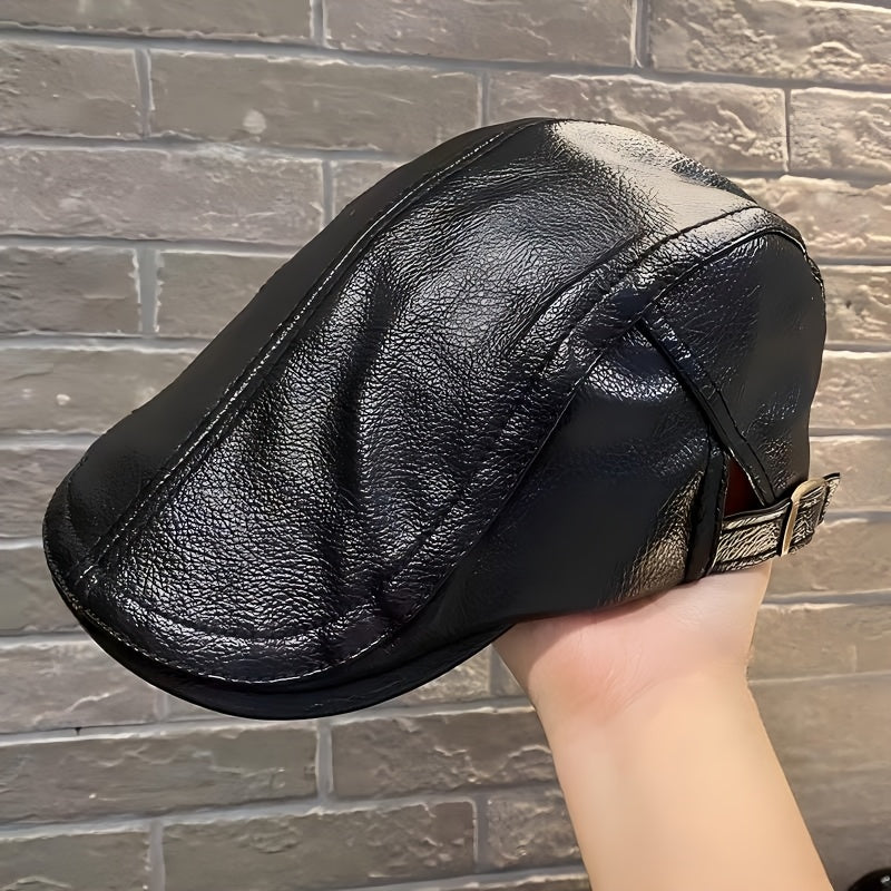 Casquette Newsboy pour Homme et Femme avec Revêtement en PU - Béret Ivy Vintage Style Chauffeur de Camionnette, Convient pour la Fête des Professeurs, la Remise des Diplômes, la Rentrée - Bonnet d'Hiver Chaud et Réglable, Revêtement en PU pour la Durabilité, Couleur Unie pour les Événements et le