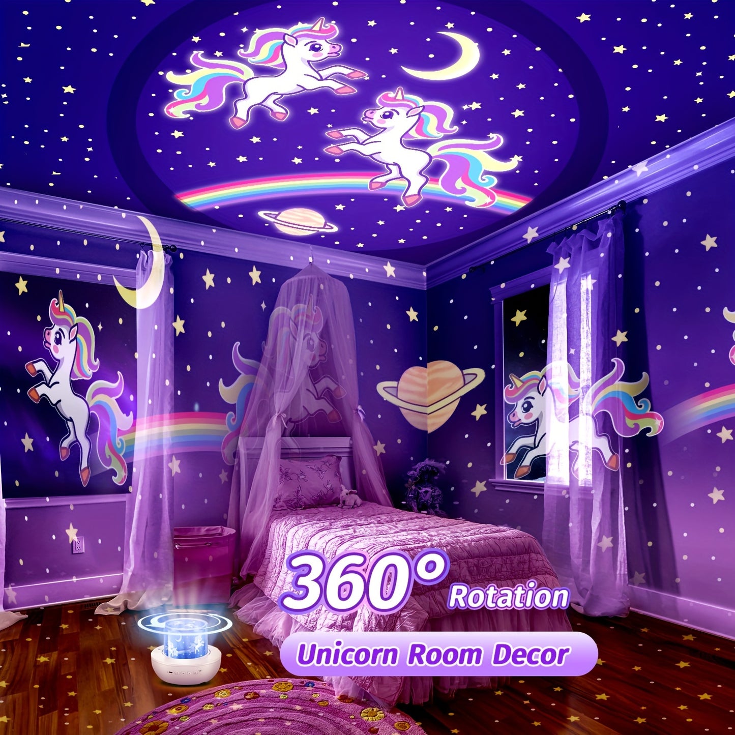 Adorable projecteur veilleuse au design étoilé, avec 15 films et 10 options - Topdecheztop.fr