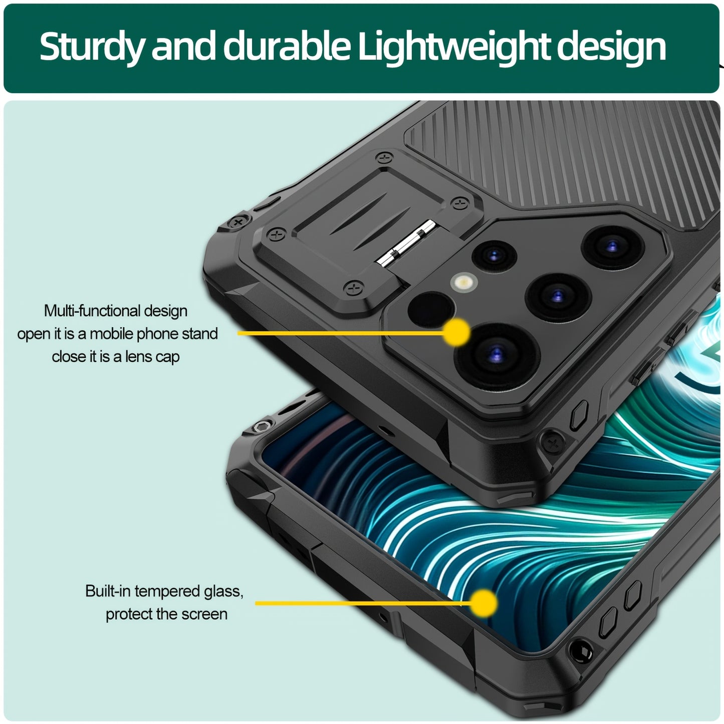 Phone case: for  S24 S23 Ultra armor metal magnetic phone case heavy duty shockproof aluminum cover screen protector
