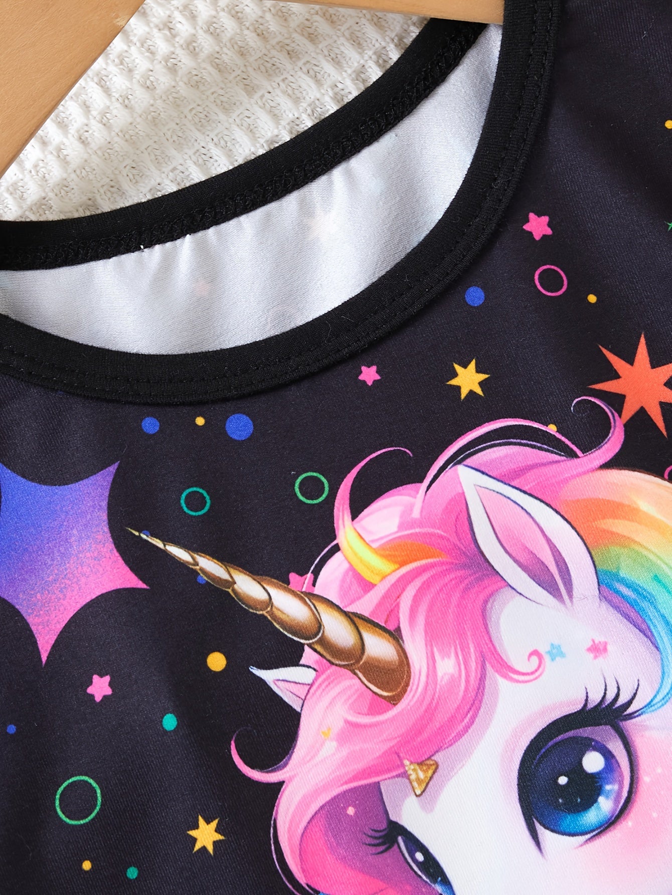 2 Pcs Cute Starry Unicorn Pattern Short Sleeve Top + Jogger Pants Co-ords Set, Casual Comfy Girls Summer Outfit Clothes - Topdecheztop.fr