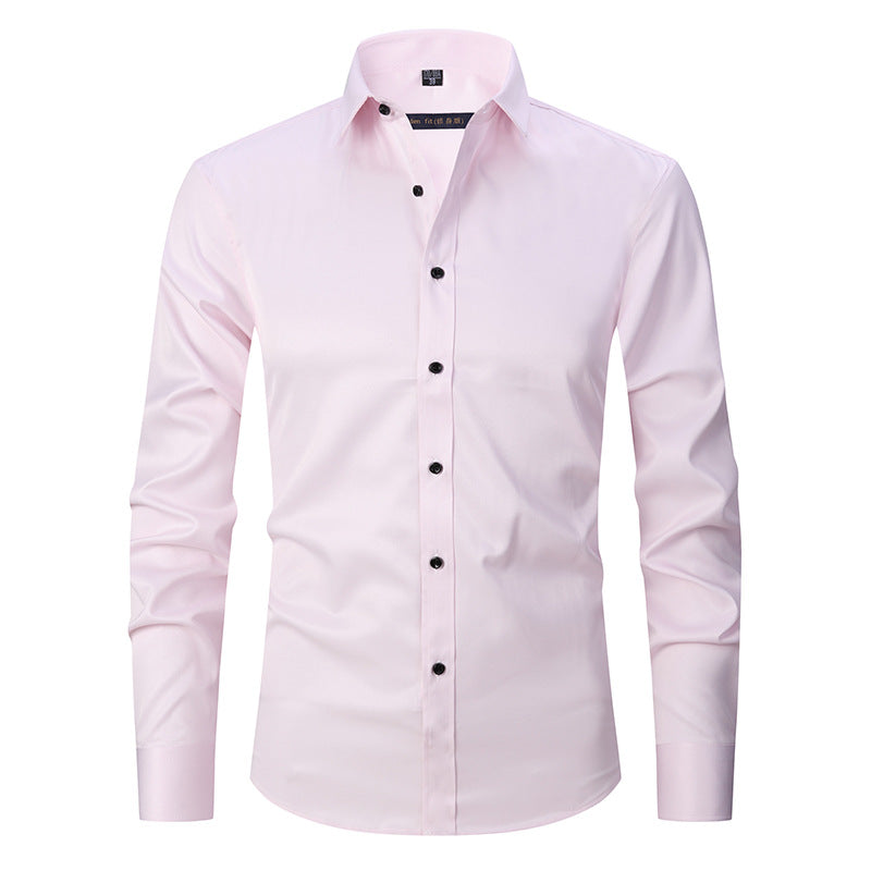 Chemise stretch homme à manches longues, coupe ajustée, sans repassage