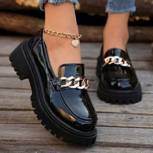 Mocassins rétro tendance à talons épais grandes tailles