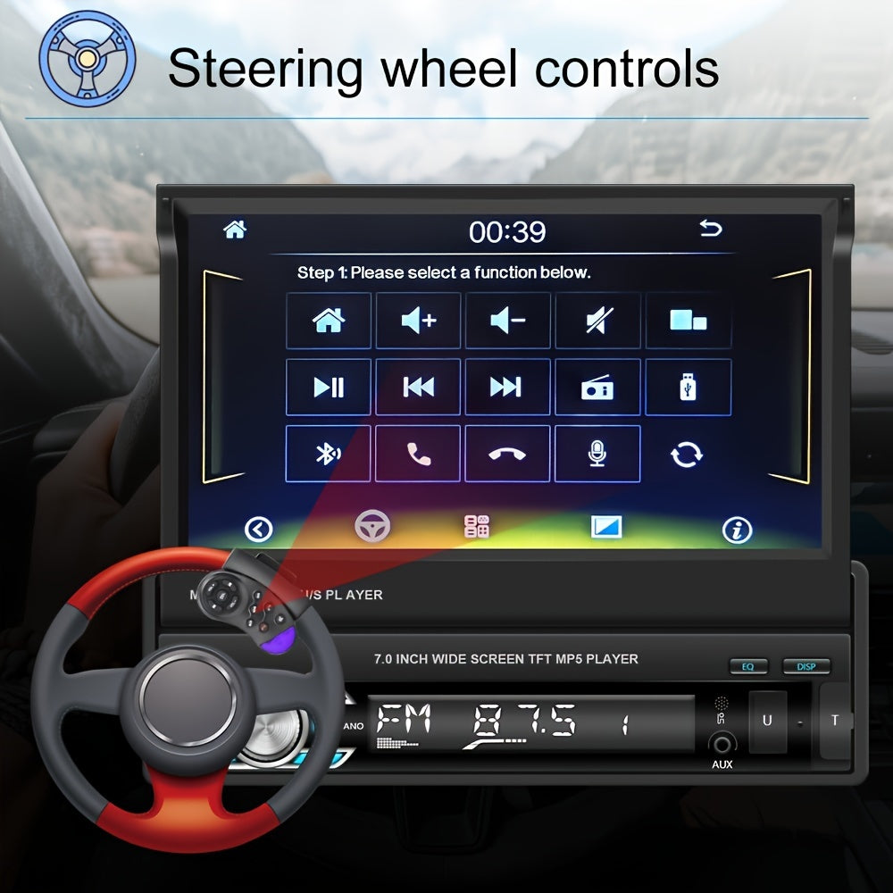 Autoradio PODOFO CarPlay sans fil simple DIN avec écran tactile HD