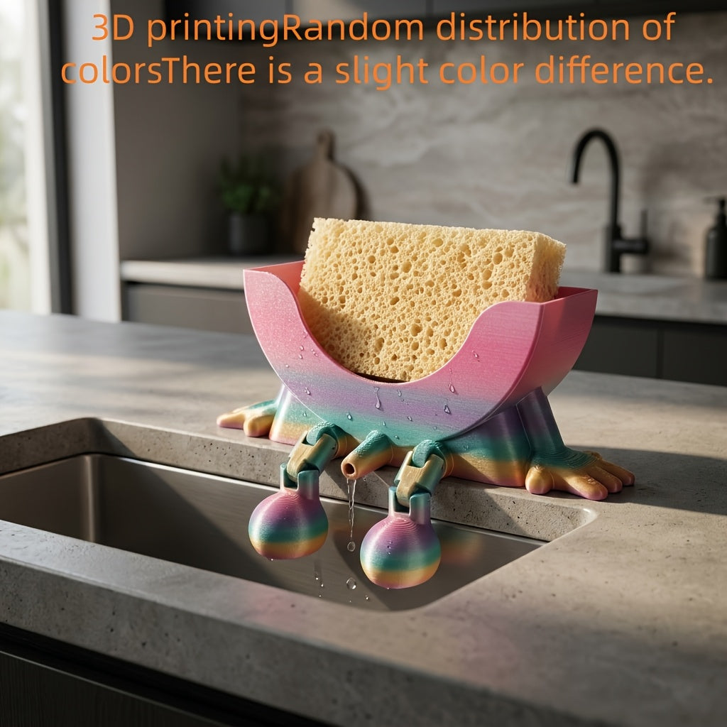 Support éponge d'évier imprimé en 3D, support éponge pour évier de cuisine, organisateur de cuisine amusant, pour salle de bain, appartement, hôtel, restaurant, comptoir mural (distribution aléatoire des couleurs)