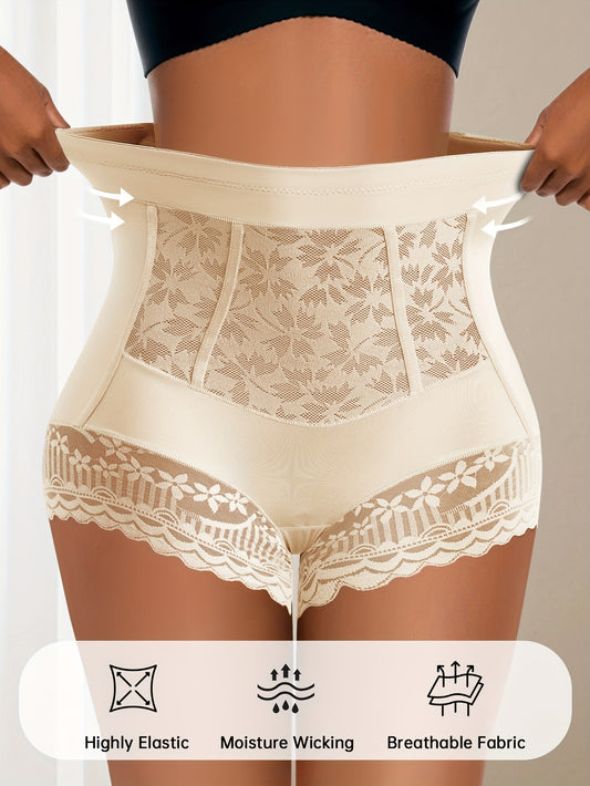 Lot de 2 culottes gainantes taille haute pour femmes, ornées de dentelle