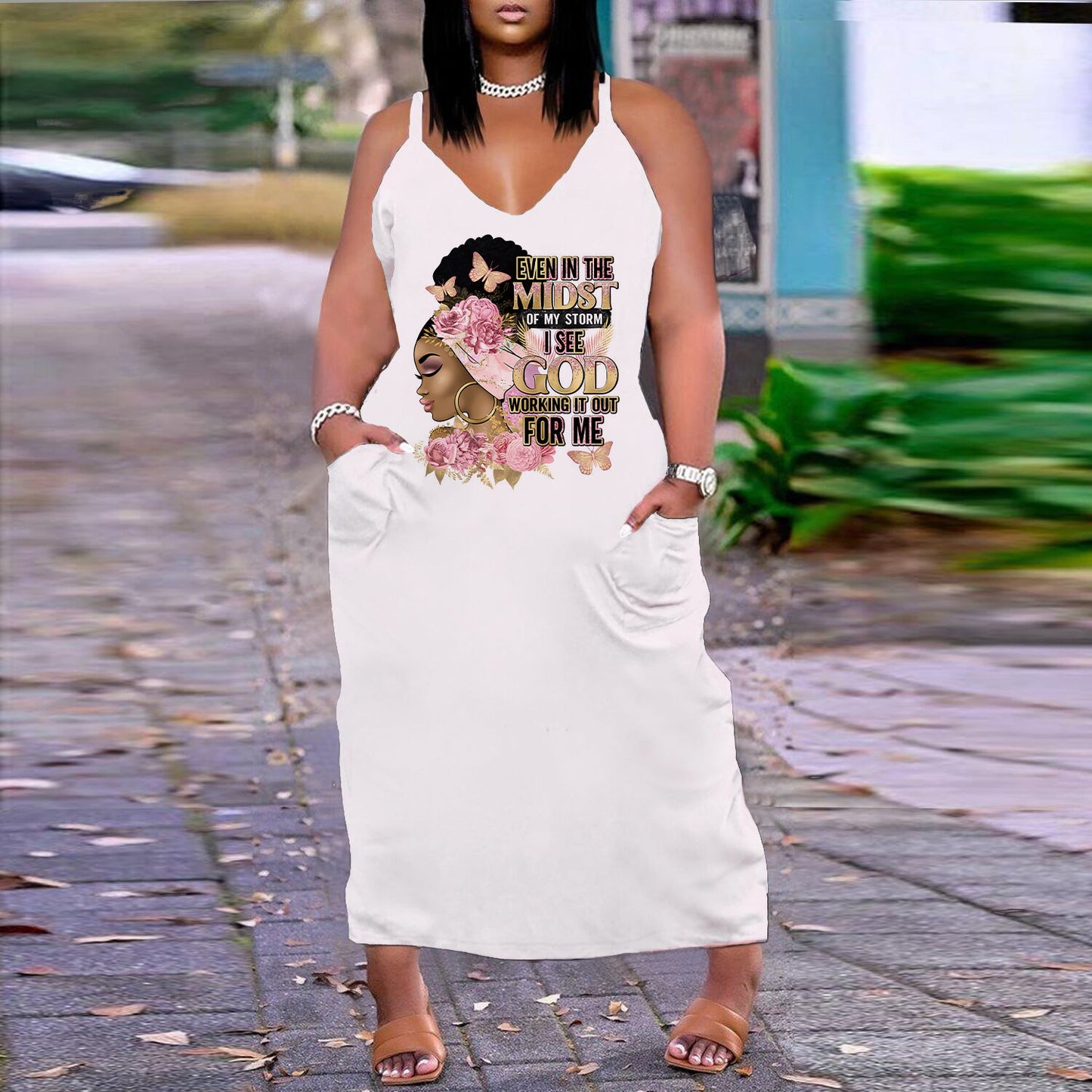 Robe imprimée sexy à col en V, coupe ample et ajustée, grande taille, style européen et américain