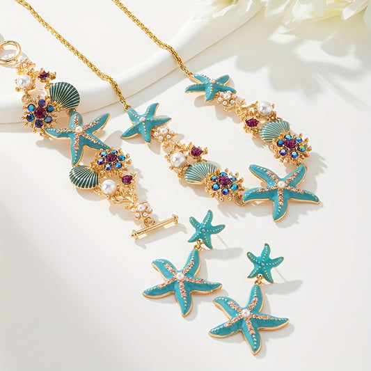 Collier, ensemble  court orné d'étoiles de mer