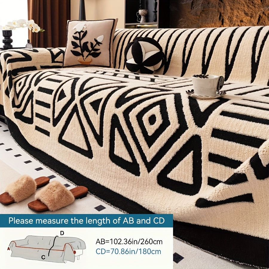 1 protège-canapé style bohème, couverture confortable vintage