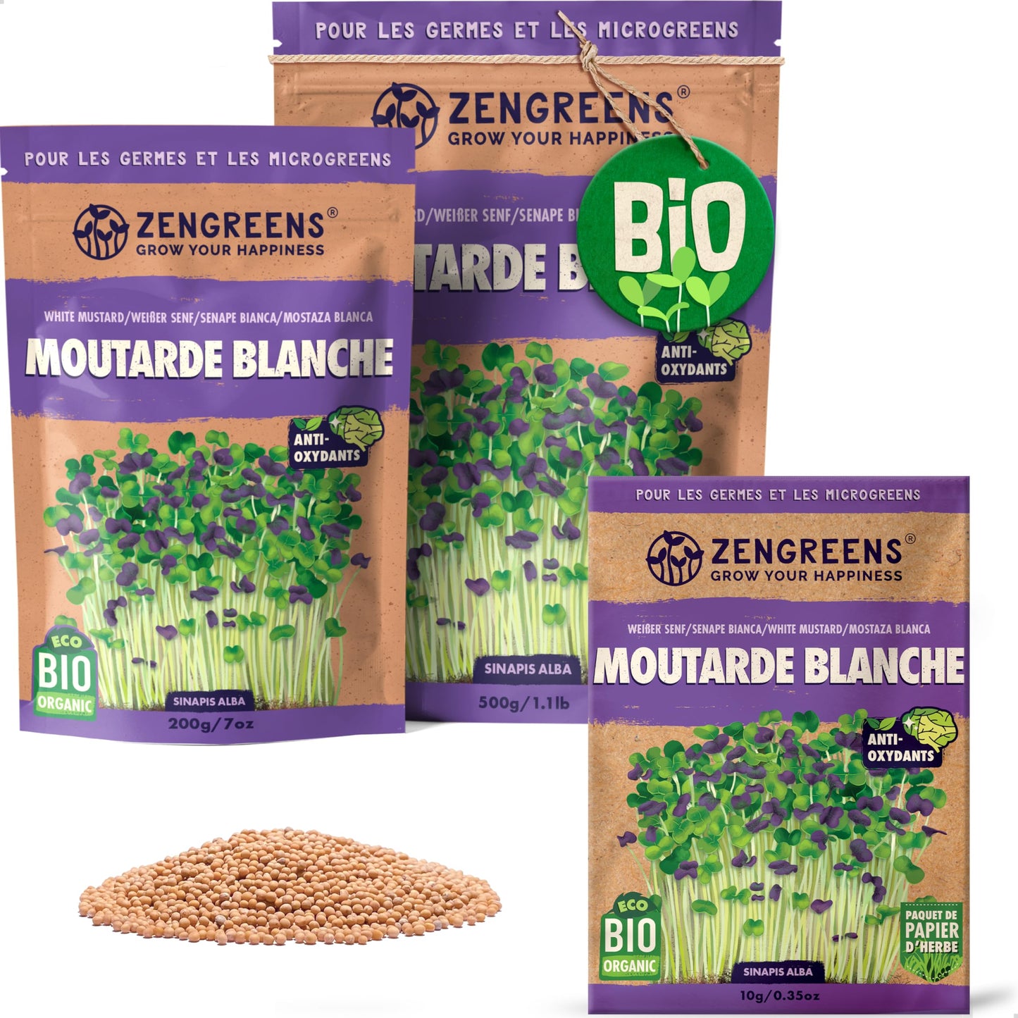 Graines de colza bio - Choisissez entre 10g, 200g et 500g - Graines de colza avec un taux de germination supérieur à 97% - Microgreens