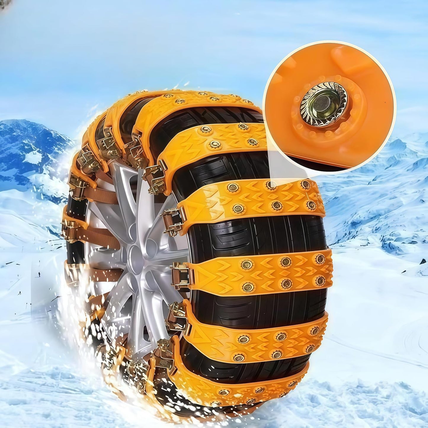 AUTO HIGH Lot de 10 chaînes à neige universelles pour voiture avec sac de rangement et outils - 165-265 mm - Pour voiture, camion, SUV - Antidérapantes - Réglables - Pour l'hiver - Double rangée de