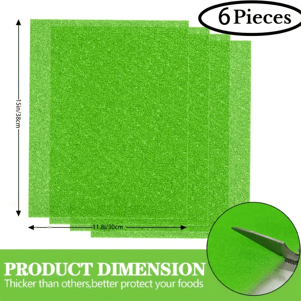 Lot de 6 tapis de conservation des fruits et légumes au frais pour réfrigérateur, doublures de rangement lavables et réutilisables pour tiroirs et étagères de réfrigérateur