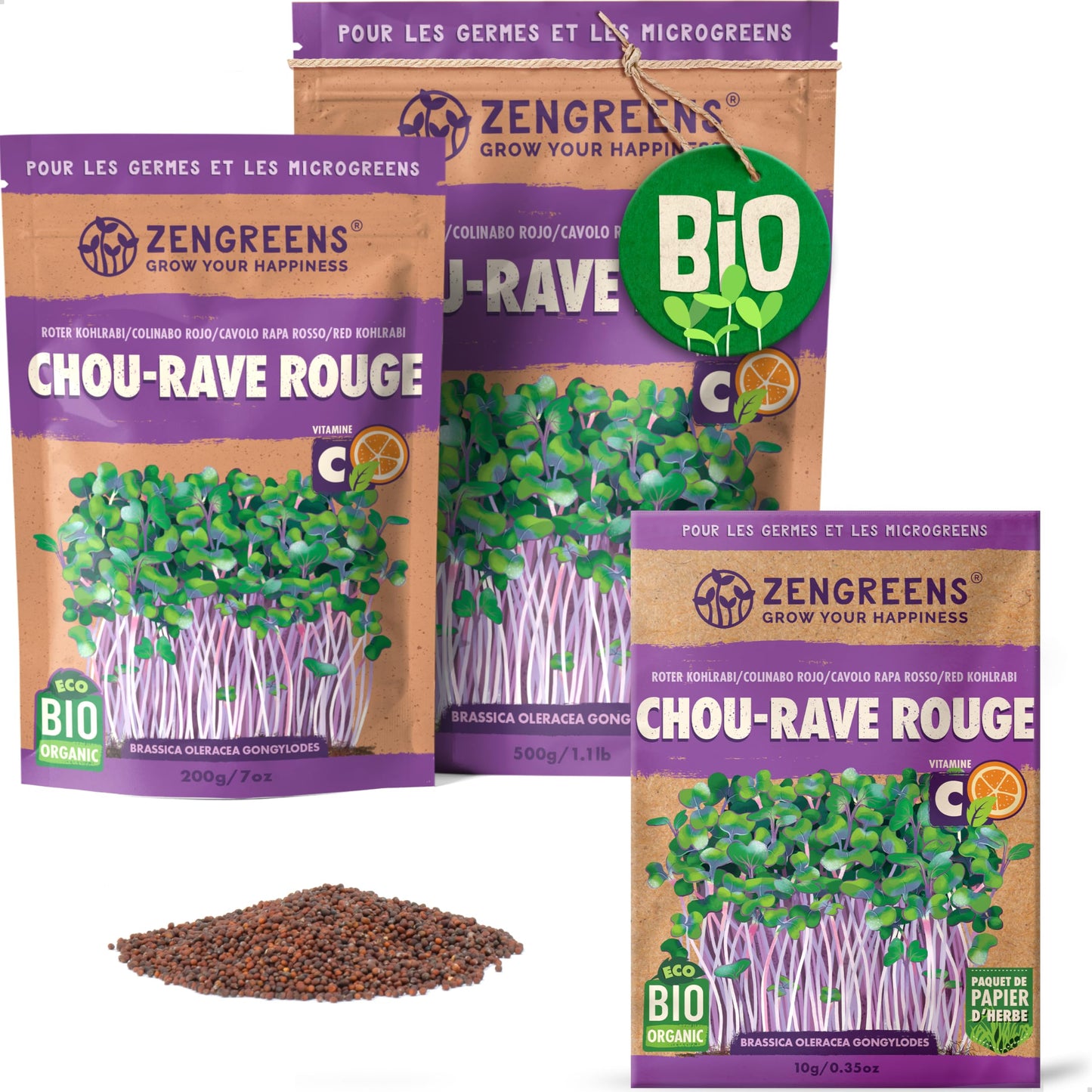 Graines de colza bio - Choisissez entre 10g, 200g et 500g - Graines de colza avec un taux de germination supérieur à 97% - Microgreens