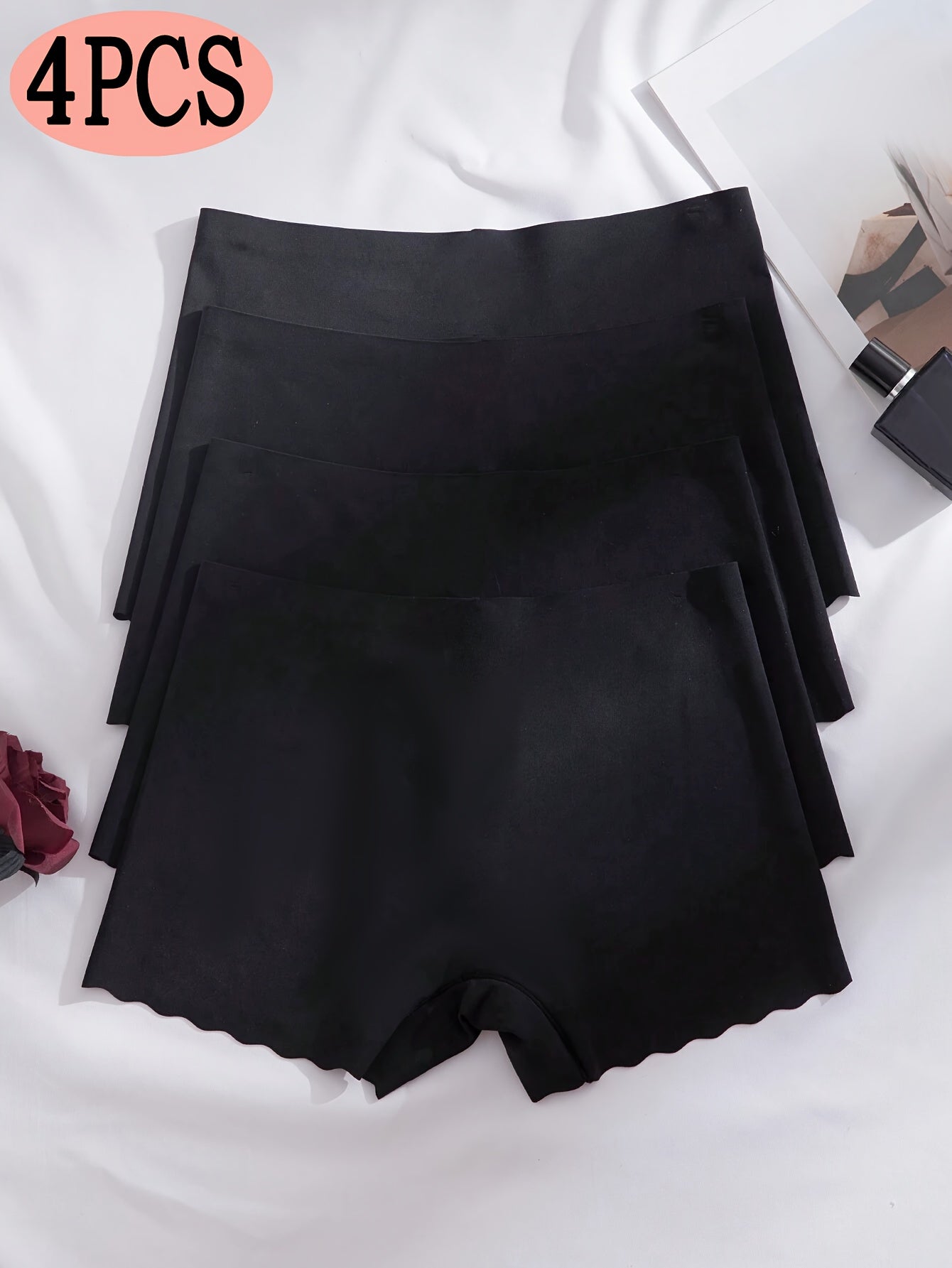 Lot de 4 culottes shorty pour femme - Tissu extensible, doux et confortable