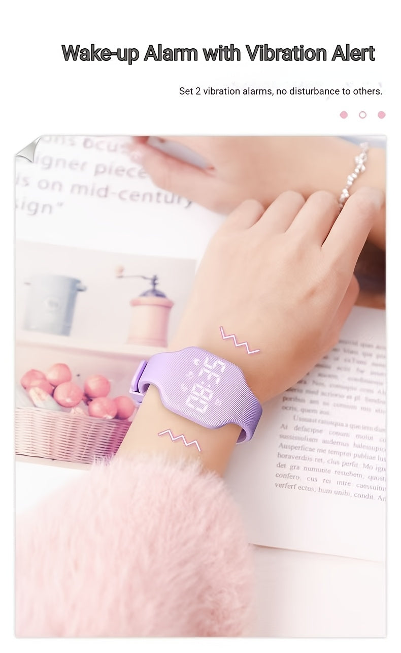 Montre FASSUN silencieuse à vibration avec réveil, compteur de pas, suivi des calories, moniteur de distance et minuteur - Recharge magnétique