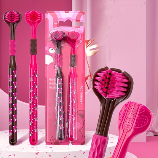 Lot de 2 brosses à dents à poils souples à 3 côtés