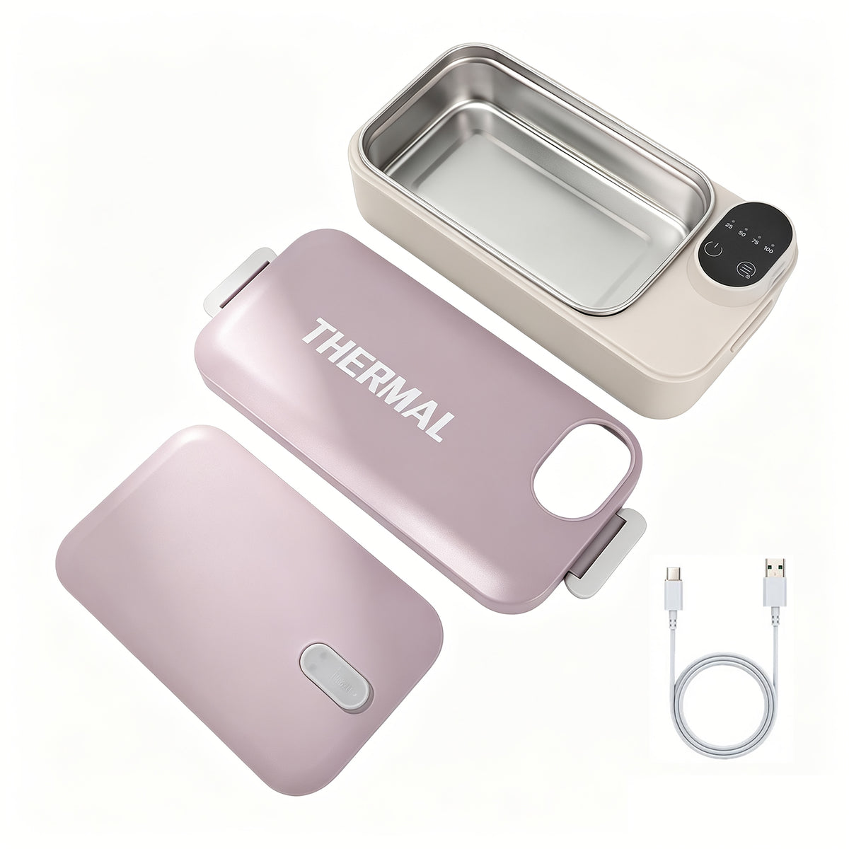Boîte à déjeuner chauffante, Chauffe-repas, Réglable de 30 à 80°C, Chauffage rapide, Chargement USB, Grande capacité de 900 ml, Acier inoxydable 304, Portable et amovible, Affichage de la puissance, Fonction minuterie, pour camion, bureau, pique-nique de camping, Boîte bento chauffante, Cadeau de