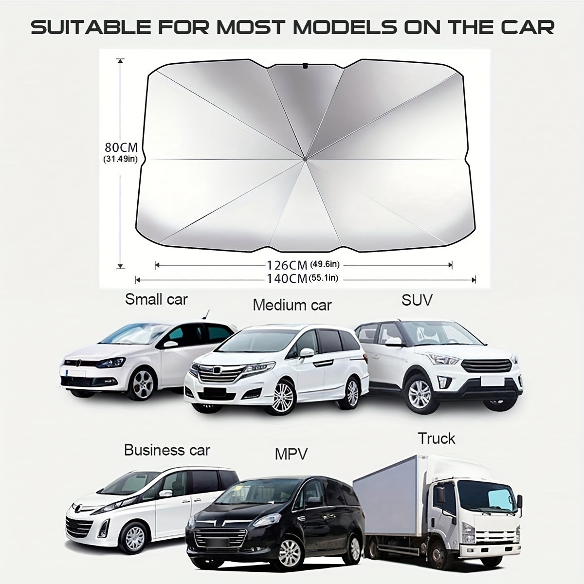 Pare-soleil pliable et portable pour pare-brise de voiture, 140 x 80 cm - Topdecheztop.fr