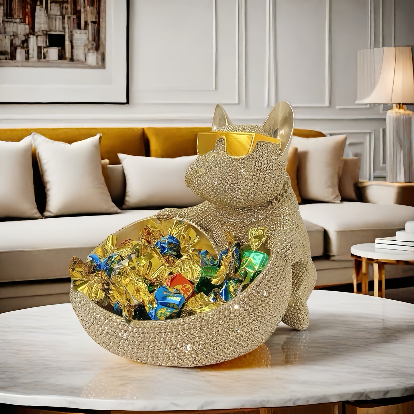 Statuette de chien élégante avec lunettes (1 pièce) - Décoration