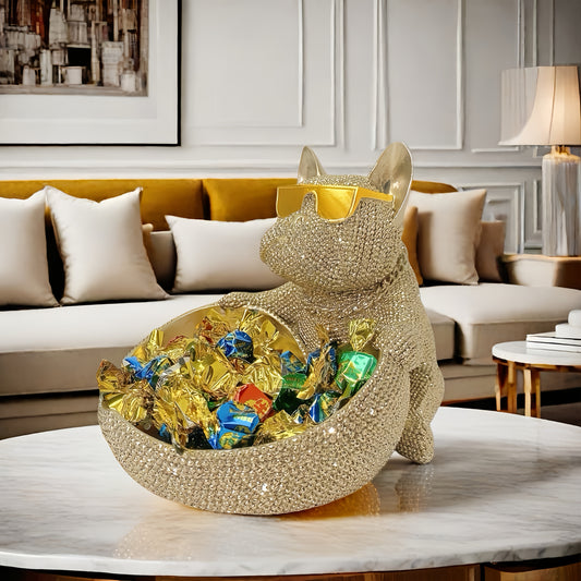 Statuette de chien élégante avec lunettes (1 pièce) - Décoration