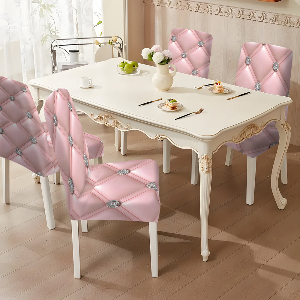 Housses de chaise à motif losanges roses, 6 PCS