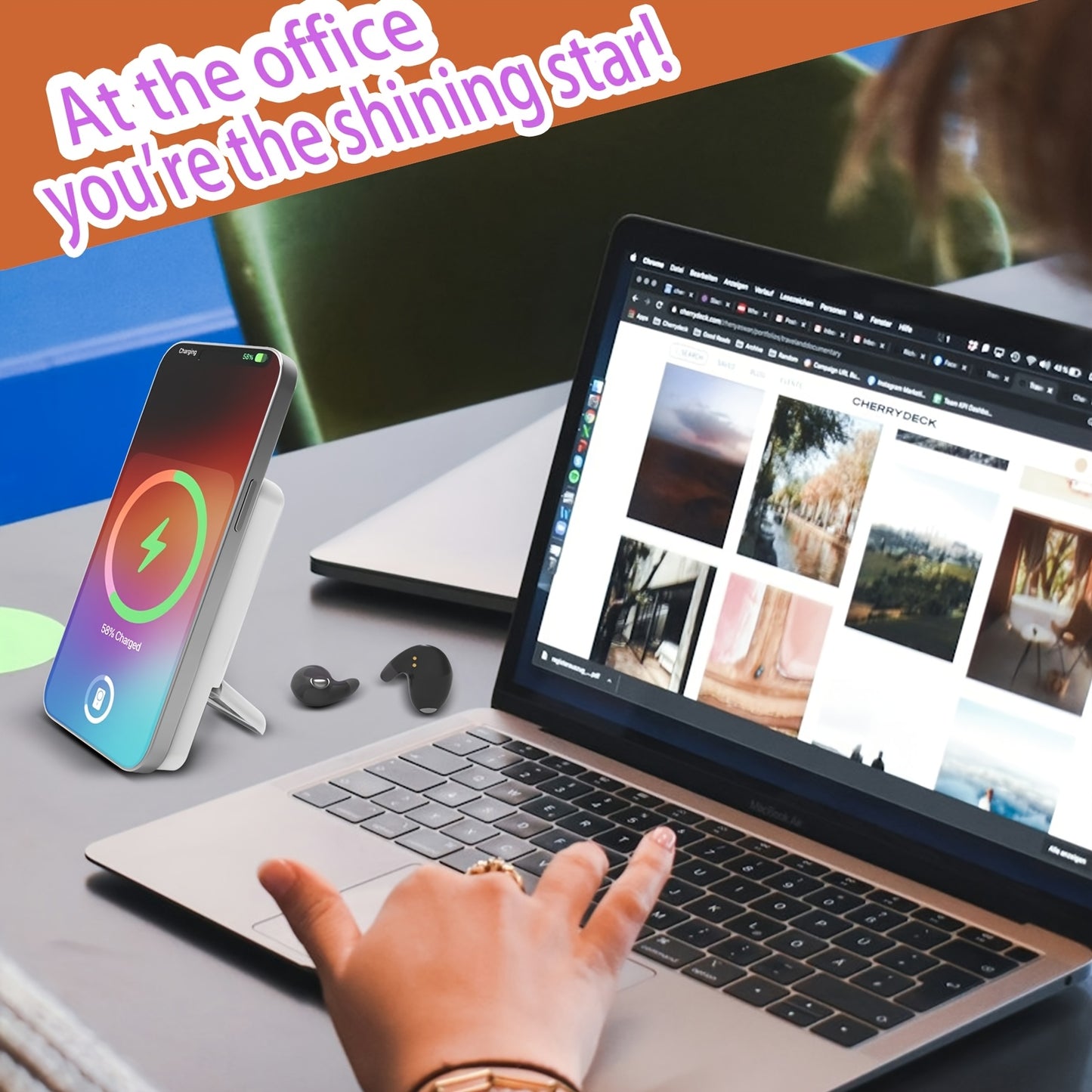 Chargeur magnétique portable et écouteurs 2-en-1&nbsp;: batterie externe sans fil de 5&nbsp;000&nbsp;mAh avec écouteurs stéréo sans fil intégrés