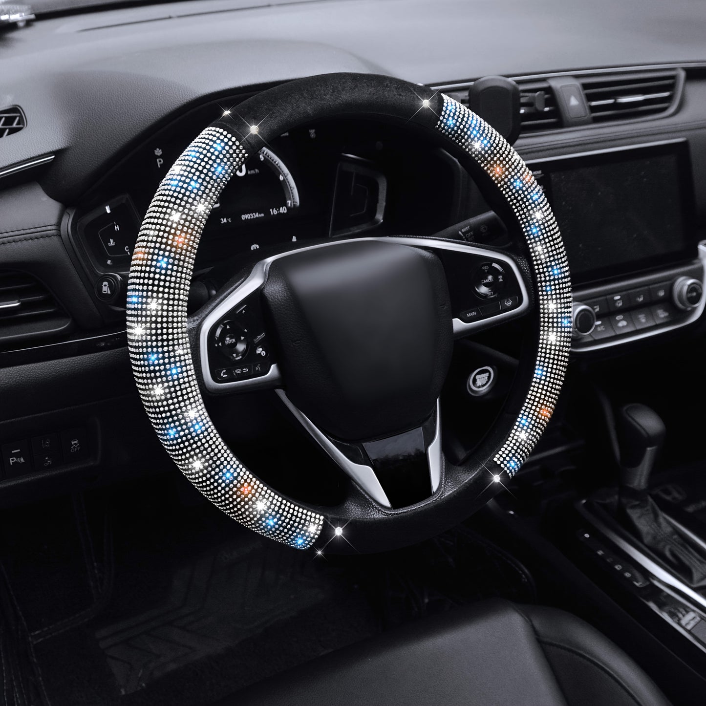 Transformez votre intérieur automobile avec cette housse de volant ornée de diamants