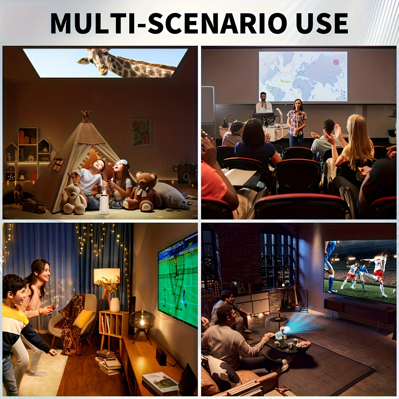 Mini projecteur Full HD 1080p, projecteur de cinéma intégré