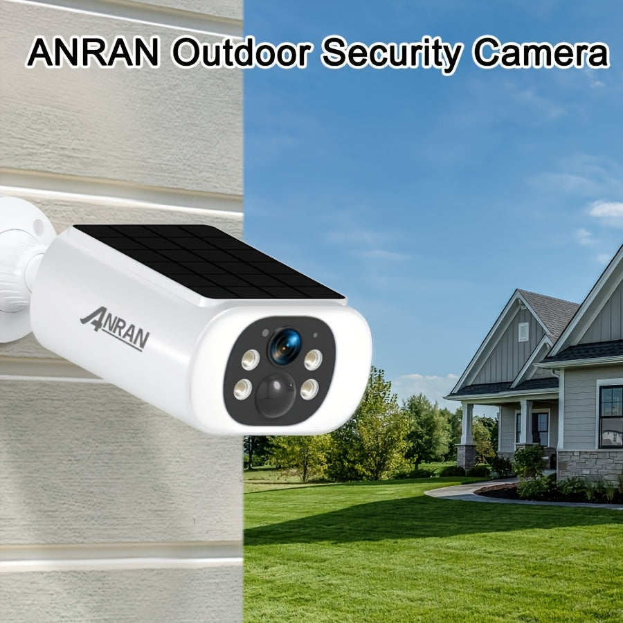 Caméra de sécurité solaire ANRAN 3MP sans fil extérieure, vision nocturne couleur, WiFi 2,4 GHz, panneau solaire intégré