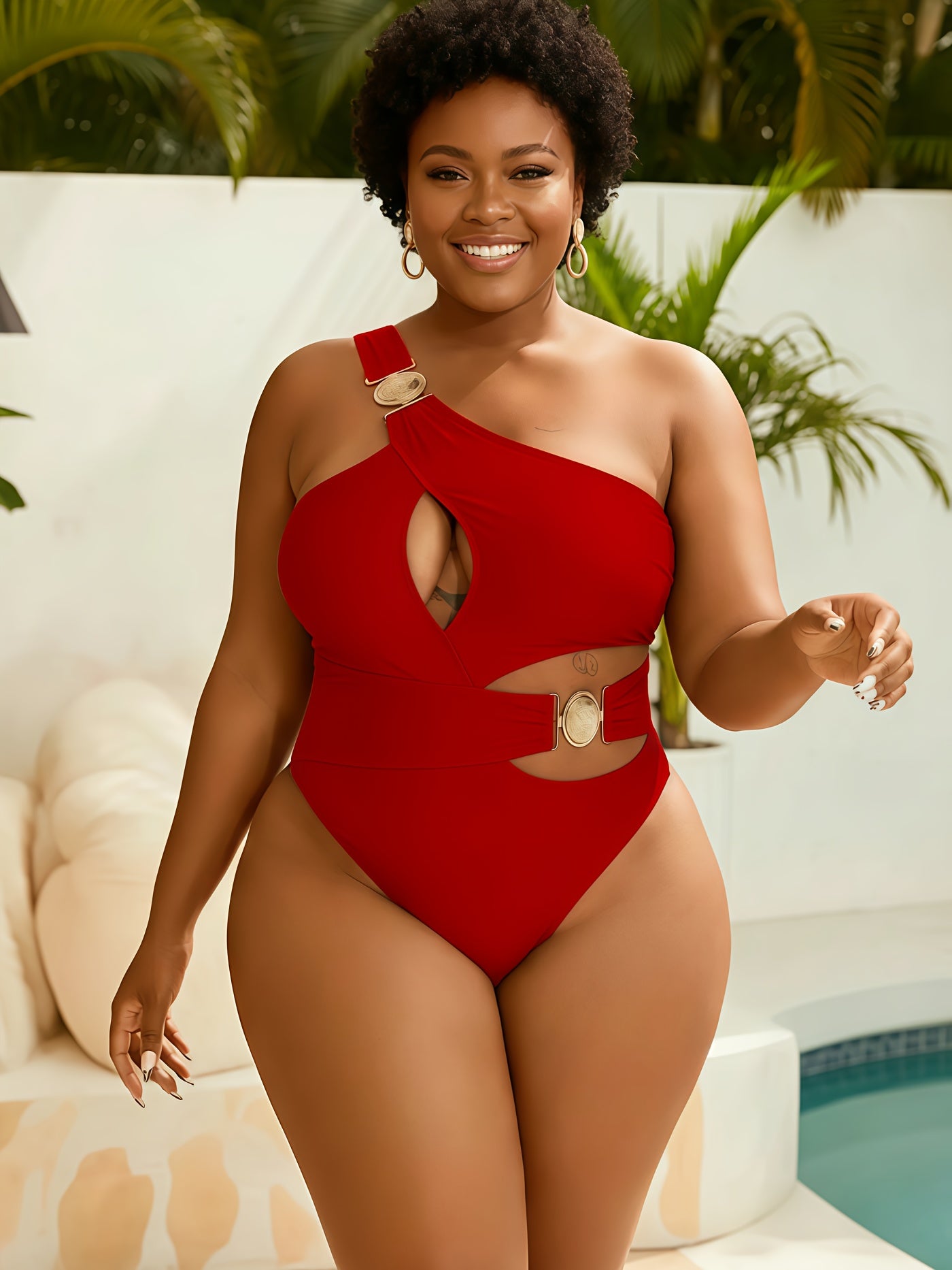 Maillot de bain une pièce noir sexy à une épaule dénudée pour femme