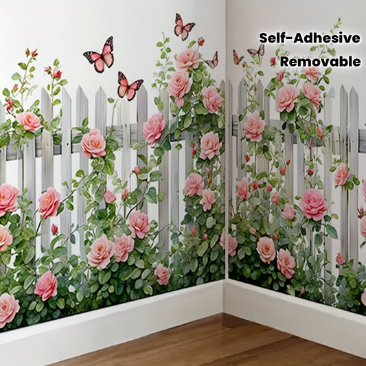 Magnifiques stickers muraux papillons et fleurs roses, autocollants décoratifs
