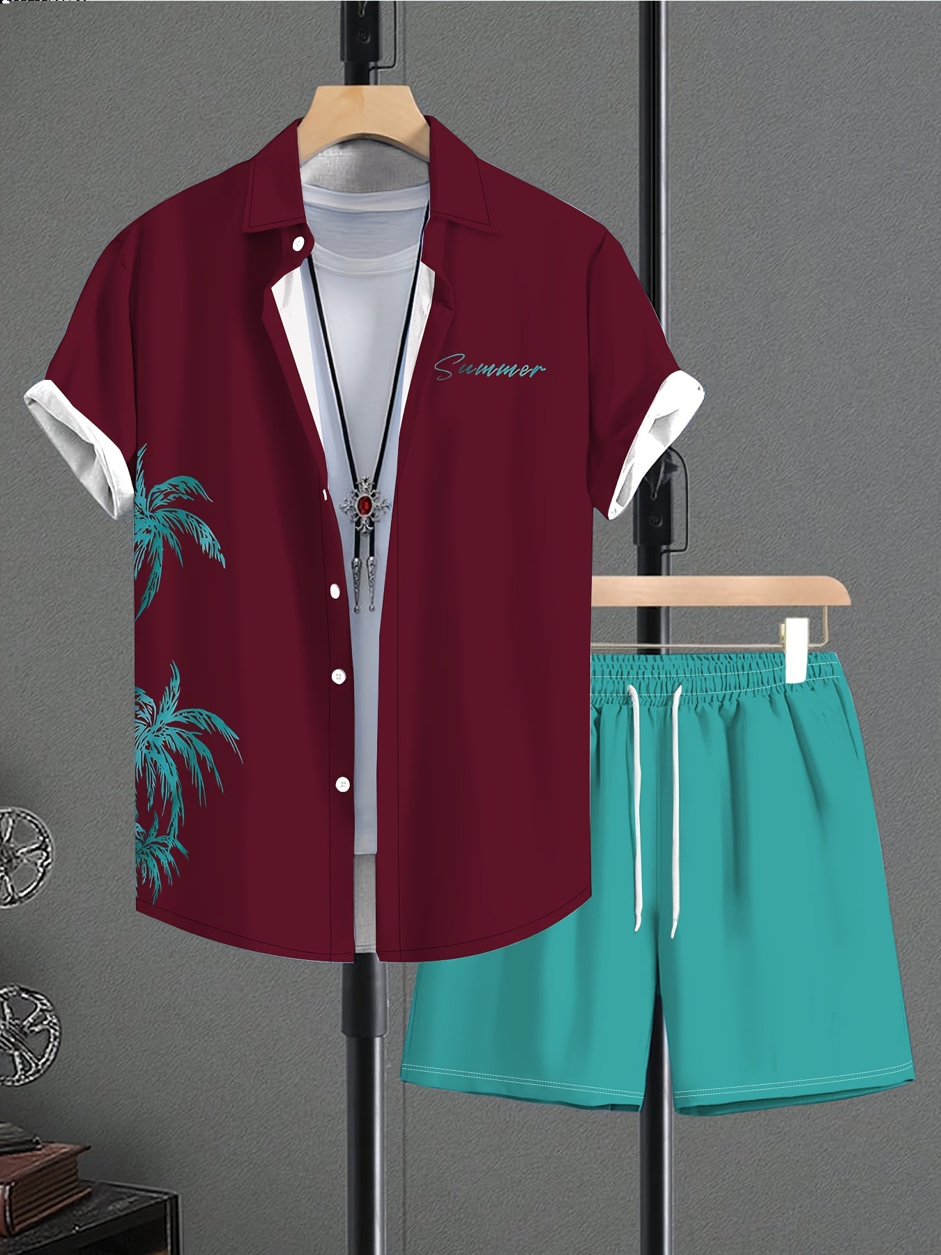 Ensemble chemise à manches courtes imprimée et short