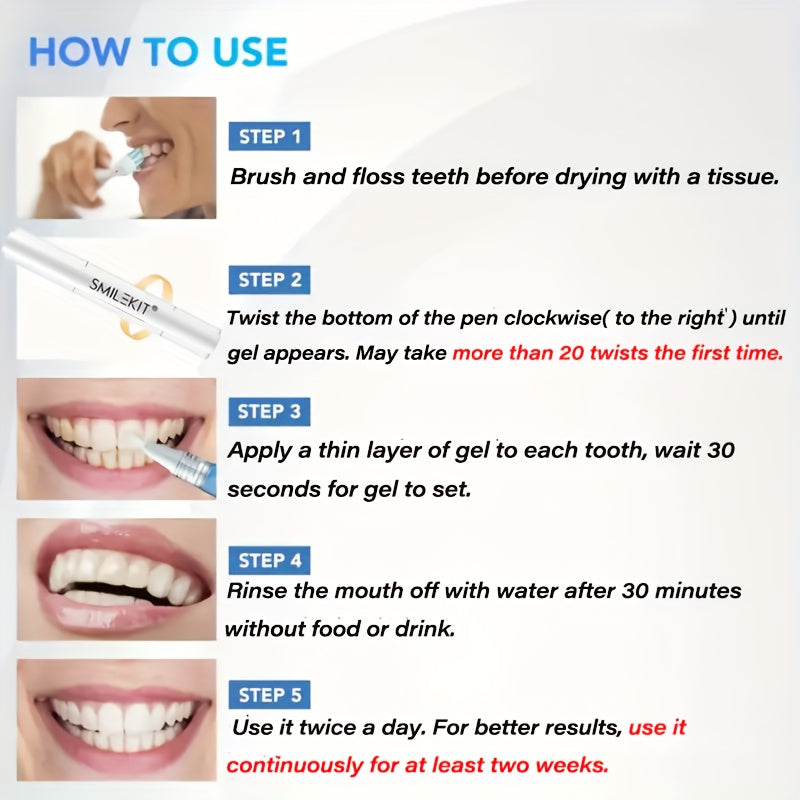 Stylo brosse à dents blanchissant (lot de 4 x 2 ml)&nbsp;: utilisation instantanée, sans brossage