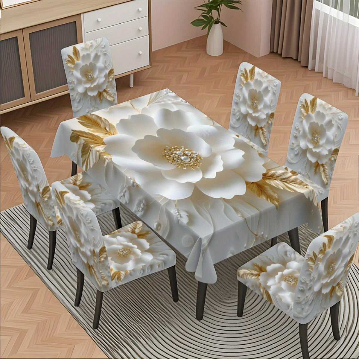 Ensemble nappe et chaises, 7 pièces