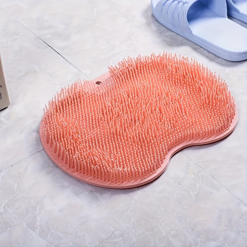 1pc Foot & Back Shower Scrubber, Silicone Bath Massage Pad, Wall Mounted Body Back Scrubber, Silicone Bath Massage Cushion Brush With Non-Slip Suction Cups, Deep Cleansing Body Skin Tool, Bathroom Accessories - Topdecheztop.fr