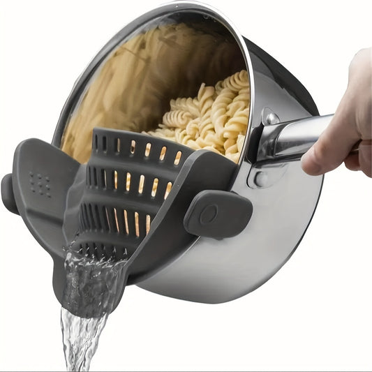 1pc, Strainer, Silicone Pot Strainer, Adjustable Silicone Clip On Strainer For Pots Pans And Bowls, Kitchen Pot Strainer, Hand Held Pot Drainer, Fruit Washing Filter For Noodles Pasta Veggies, Food Strainers, Colander With Cl - Topdecheztop.fr