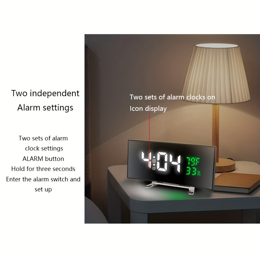 Réveil multifonction LED 6,6 pouces avec grand écran