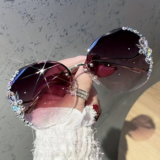1 paire de lunettes tendance sans monture avec strass - Topdecheztop.fr