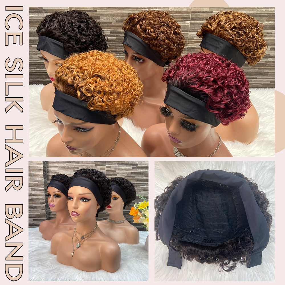 Bandeau en soie glacée coloré en véritables cheveux humains