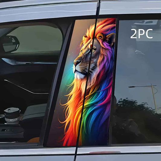Color Lion 2pcs vinyl Sticker Car door post Sticker -B post Easy to attach easy to tear Sunscreen waterproof car Gift Car decoration decals make your car special