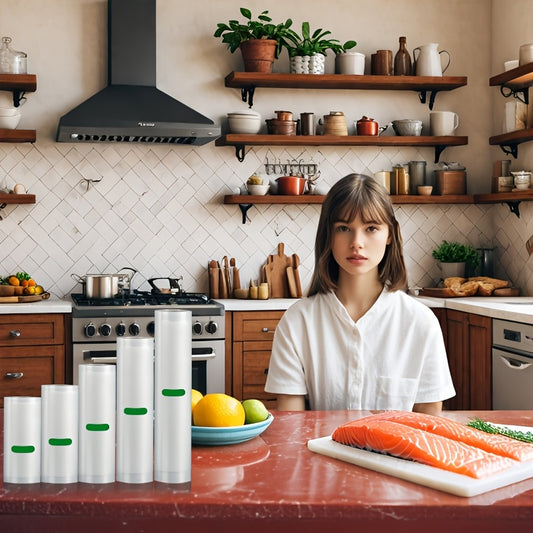 Lot de 5 sacs de mise sous vide AGASHE sans BPA - Longueur : 3 m