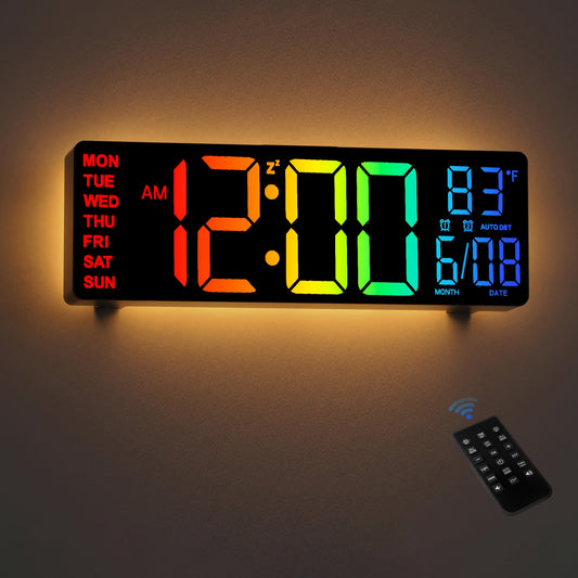 Grande horloge murale numérique avec télécommande, grand écran LED - Topdecheztop.fr