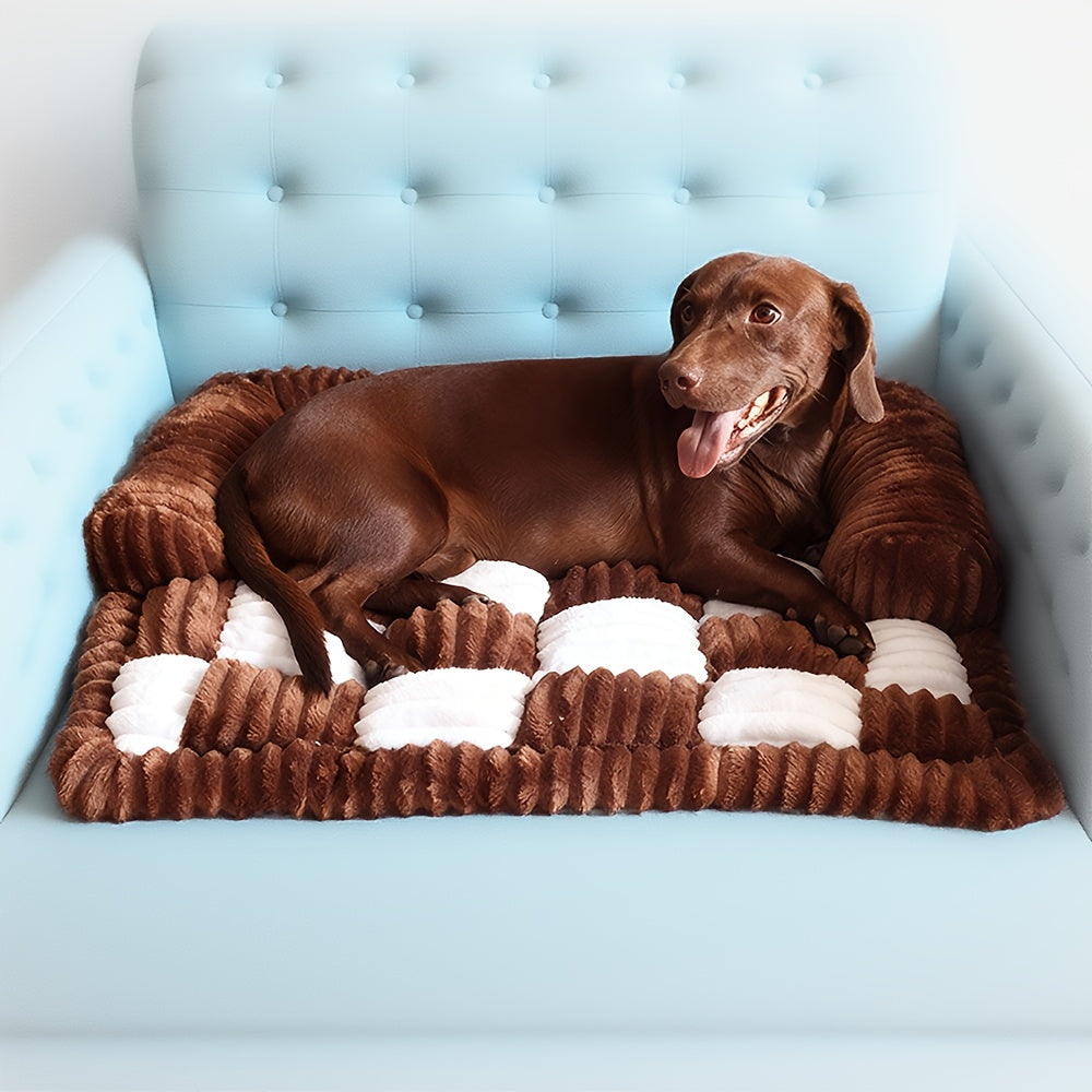 Canapé-lit pour chien à carreaux moelleux, mobilier pour animaux