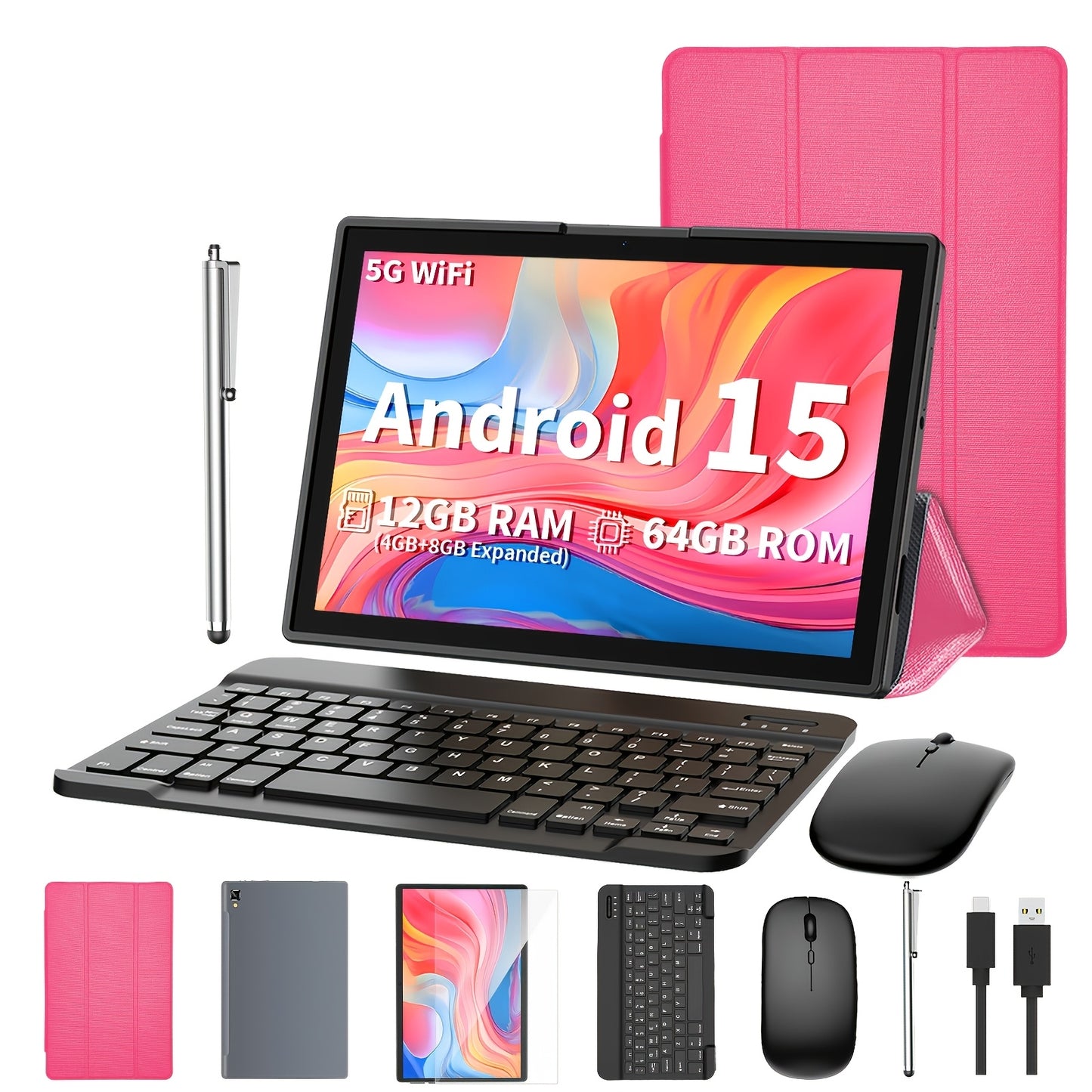 Tablette Android 15, 12 Go
